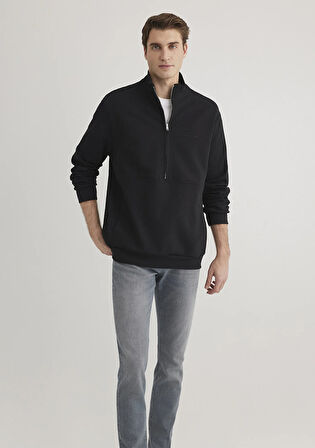 Yarı Fermuarlı Siyah Sweatshirt 0S10331-900