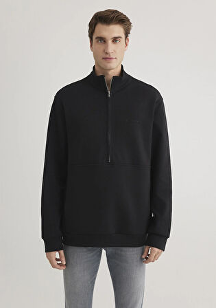 Yarı Fermuarlı Siyah Sweatshirt 0S10331-900