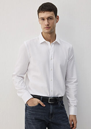 Beyaz Tencel TM Gömlek 0211573-620