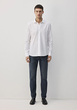 Beyaz Tencel TM Gömlek 0211573-620