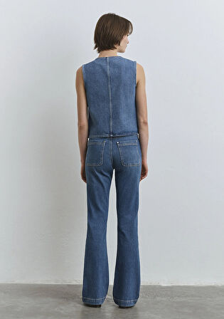 Edna Gold Premium Indigo Mavisi Jean Yelek 1110689-90153
