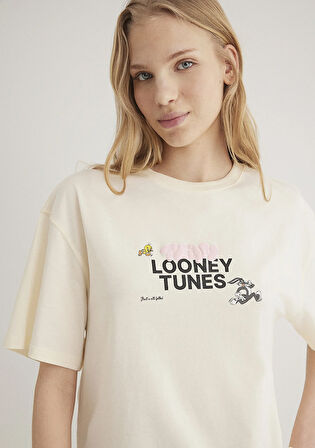 Looney Tunes Baskılı Ekru Tişört 1613253-80194