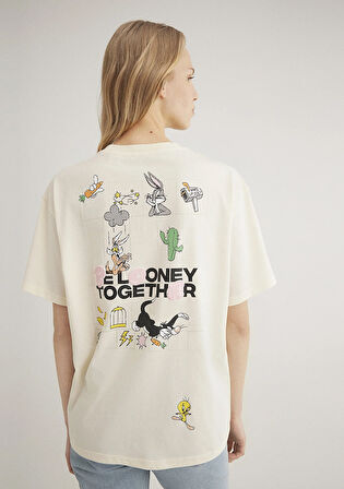 Looney Tunes Baskılı Ekru Tişört 1613253-80194