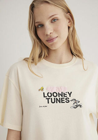 Looney Tunes Baskılı Ekru Tişört 1613253-80194