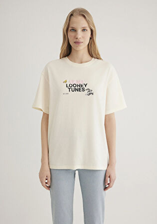 Looney Tunes Baskılı Ekru Tişört 1613253-80194