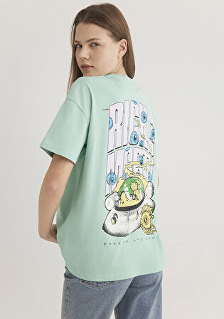Rick And Morty Baskılı Yeşil Tişört 1613256-71732