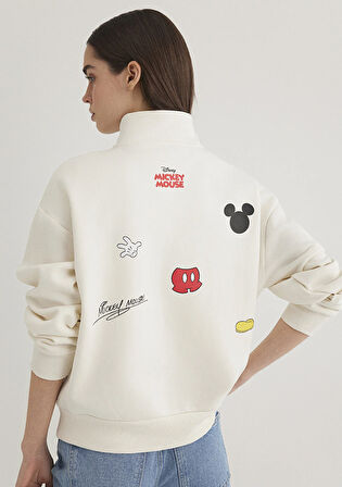 Mickey Mouse Baskılı Ekru Sweatshirt 1S10340-80194