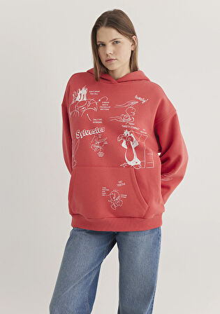Sylvester ve Tweety Baskılı Pembe Sweatshirt 1S10344-71077