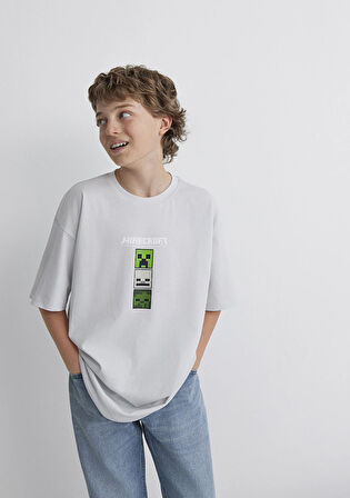 Minecraft Baskılı Gri Tişört 6610344-80618