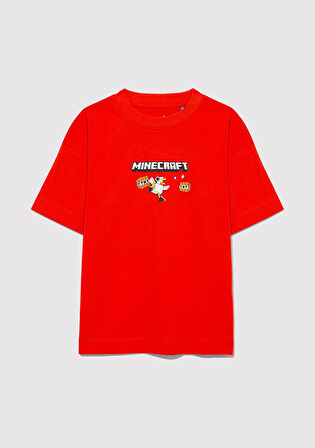 Minecraft Baskılı Kırmızı Tişört 6610343-88523