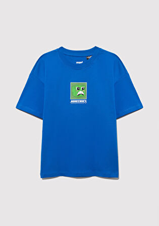 Minecraft Baskılı Mavi Tişört 6610342-82491