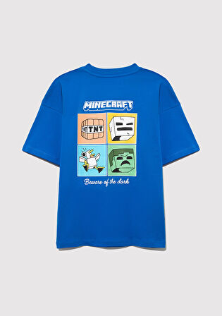 Minecraft Baskılı Mavi Tişört 6610342-82491