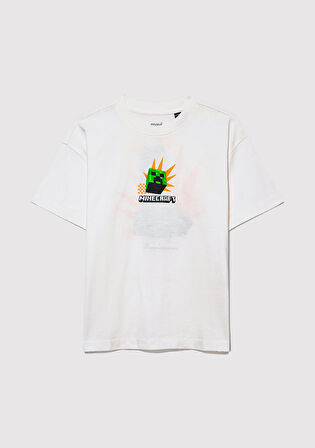 Minecraft Baskılı Ekru Tişört 6610340-70057