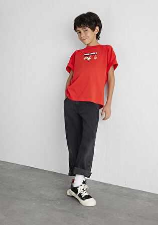 Minecraft Baskılı Kırmızı Tişört 6610343-88523