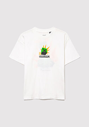 Minecraft Baskılı Ekru Tişört 6610340-70057