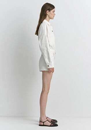 Fiora 90lar Kırık Beyaz Jean Şort 1411222-89782