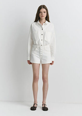 Fiora 90lar Kırık Beyaz Jean Şort 1411222-89782