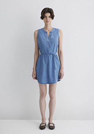 Suzy Gold Klasik Açık Mavi Jean Elbise 130317-89756
