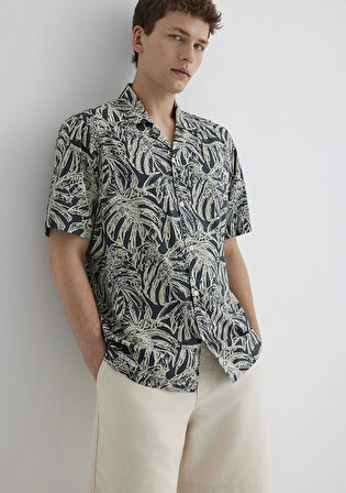 Baskılı Gri Gömlek 0211489-89886