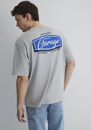 Garage Baskılı Gri Tişört 0612605-80196