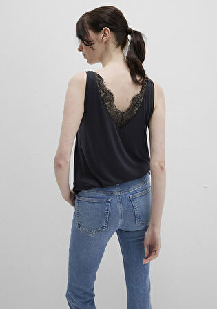 Dantel Detaylı Tencel TM Siyah Modal  Atlet 1613215-900