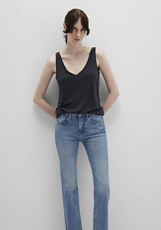 Dantel Detaylı Tencel TM Siyah Modal  Atlet 1613215-900