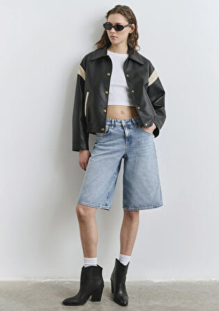 Siyah Suni Deri Ceket 1110727-900