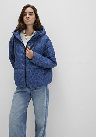 Baskılı Lacivert Şişme Mont 1110706-90368