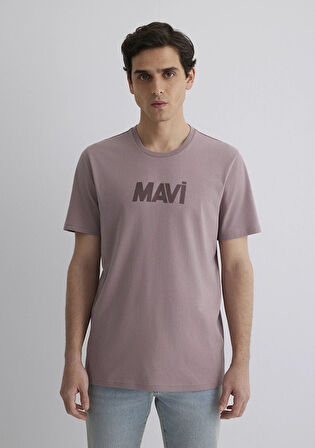 Mavi Logo Baskılı Kahverengi Tişört 066846-89596