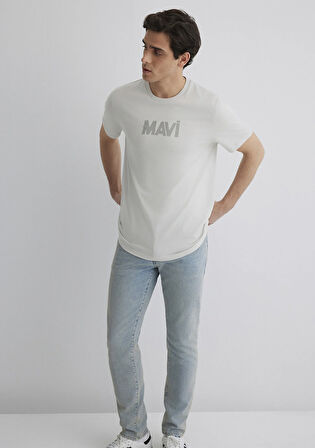 Mavi Logo Baskılı Gri Tişört 066846-70080