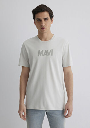 Mavi Logo Baskılı Gri Tişört 066846-70080