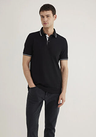 Yaka Detaylı siyah Polo Tişört 0612619-900