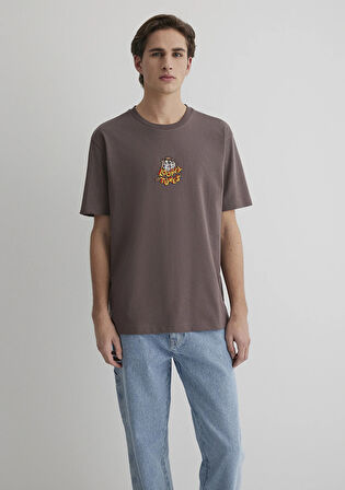 Tazmanya Canavarı Baskılı Kahverengi Tişört 0612657-70423