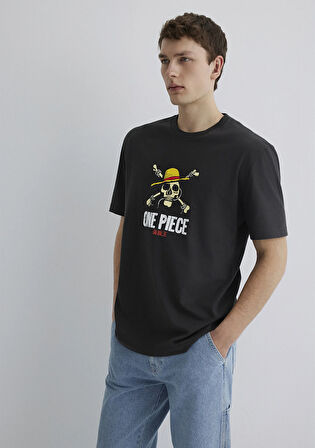 One Piece Baskılı Gri Tişört 0612662-70092