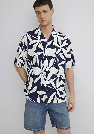 Baskılı Mavi Gömlek 0211533-89921