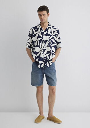 Baskılı Mavi Gömlek 0211533-89921