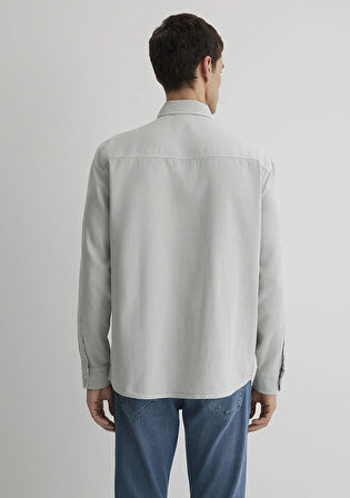 Keten Karışımlı Gri Tencel Gömlek 0211482-70148