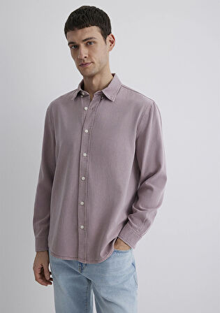 Keten Karışımlı Kahverengi Tencel Gömlek 0211482-89596