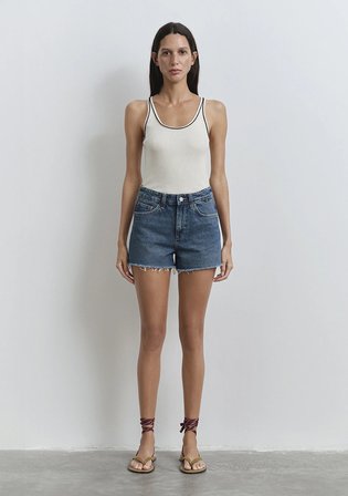 Cherry 90lar Puslu Koyu Mavi Jean Şort 1410022-89732