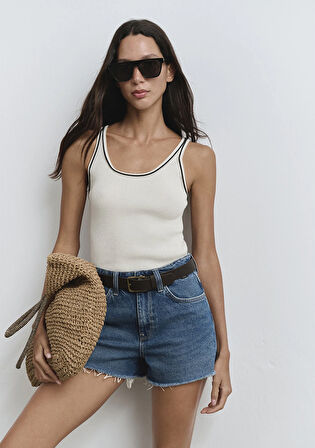 Cherry 90lar Puslu Koyu Mavi Jean Şort 1410022-89732