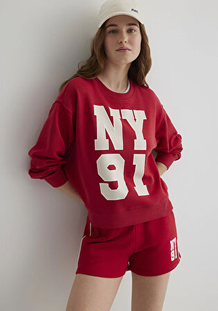 Kapüşonsuz Kırmızı Sweatshirt 1S10338-80638
