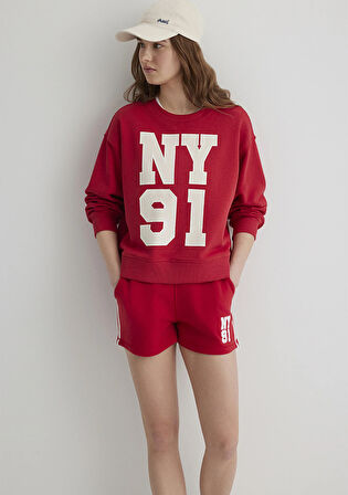 Kapüşonsuz Kırmızı Sweatshirt 1S10338-80638