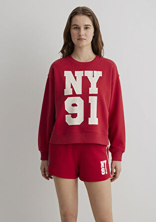 Kapüşonsuz Kırmızı Sweatshirt 1S10338-80638