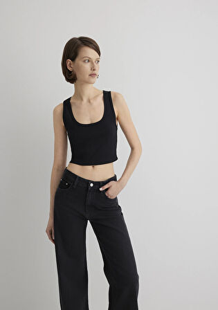 Siyah Crop Basic Atlet 1613071-900