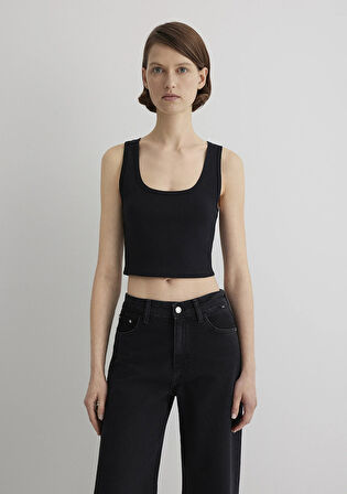 Siyah Crop Basic Atlet 1613071-900