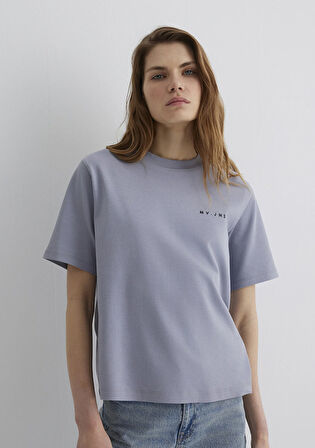 MV Baskılı Mor Tişört 1613148-81919