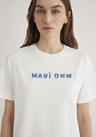 Mavi Baskılı Ekru Tişört 1613146-70057
