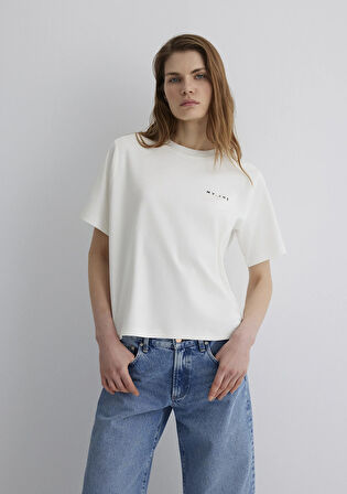 MV Baskılı Ekru Tişört 1613148-80194