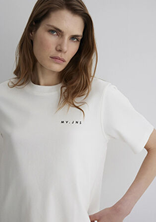 MV Baskılı Ekru Tişört 1613148-80194