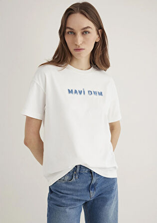 Mavi Baskılı Ekru Tişört 1613146-70057